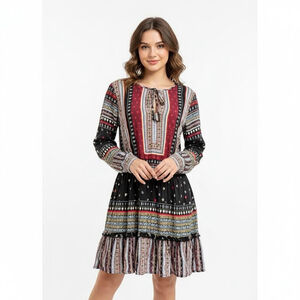 Hale Bob Black & Red Stars Boho Dress - Med